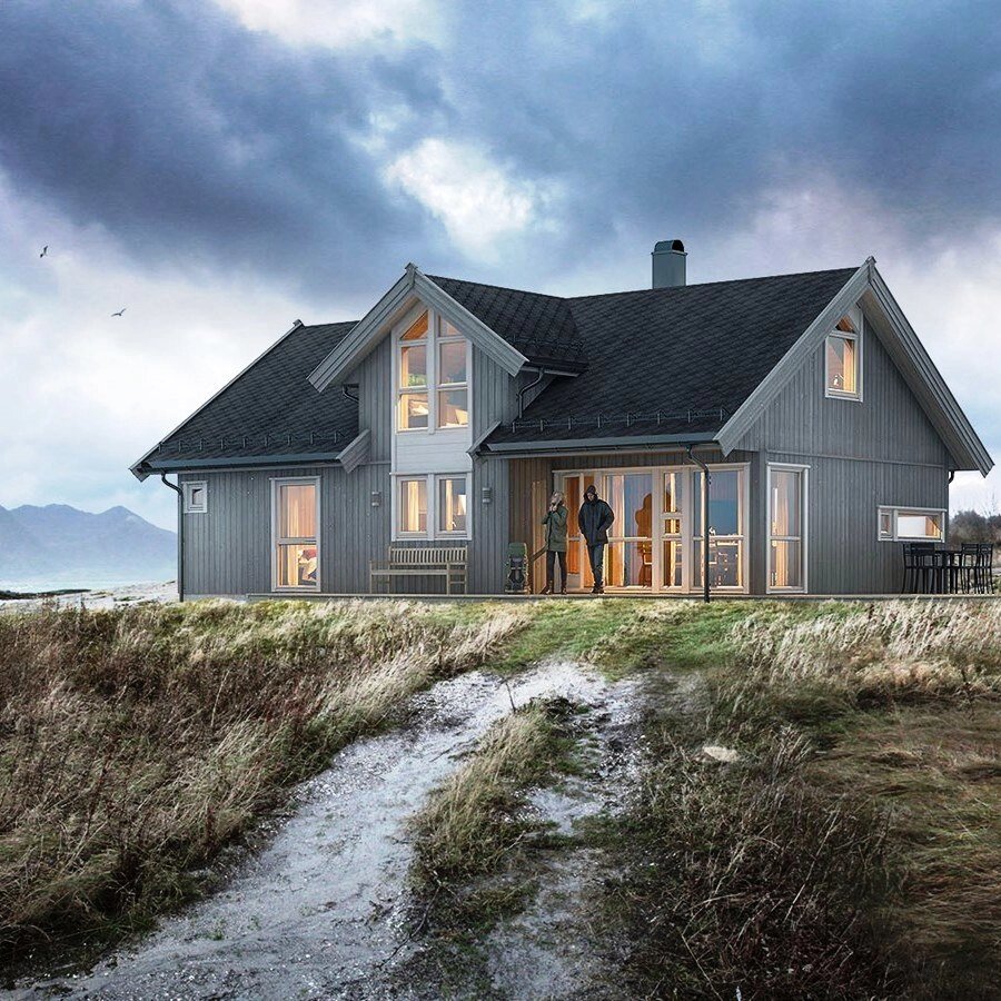 Каркасный мансардный дом Смарт 7B по проекту норвежской компании Салтдальсхитта от компании Дом Дока - фото 1