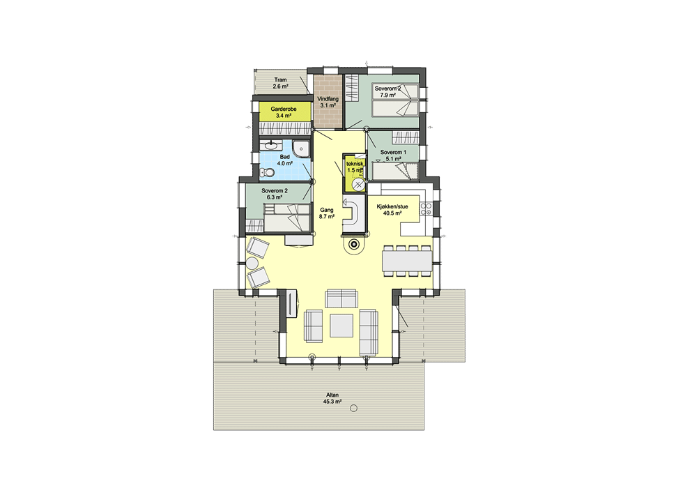 Планировка каркасного дома Аврора 998 D