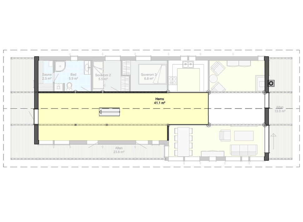 Планировка лофта каркасного дома Аврора 960С