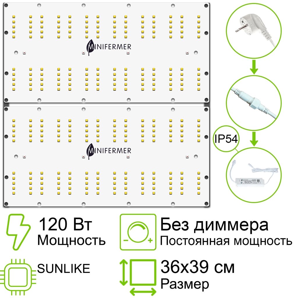 Комплект Quantum board Sunlike 120 Вт (2х60) от компании ИП ВОЛОШИН ДЕНИС ГРИГОРЬЕВИЧ - фото 1