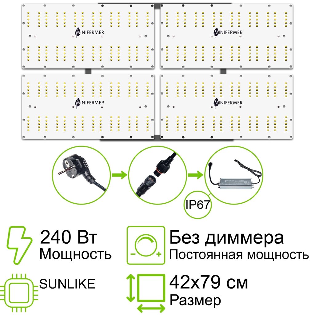 Комплект Quantum board Sunlike 240 Вт (4х60) от компании ИП ВОЛОШИН ДЕНИС ГРИГОРЬЕВИЧ - фото 1