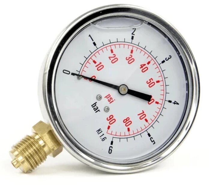 Манометр 4-6 bars, глицериновый, 1/4″ от компании ИП ВОЛОШИН ДЕНИС ГРИГОРЬЕВИЧ - фото 1