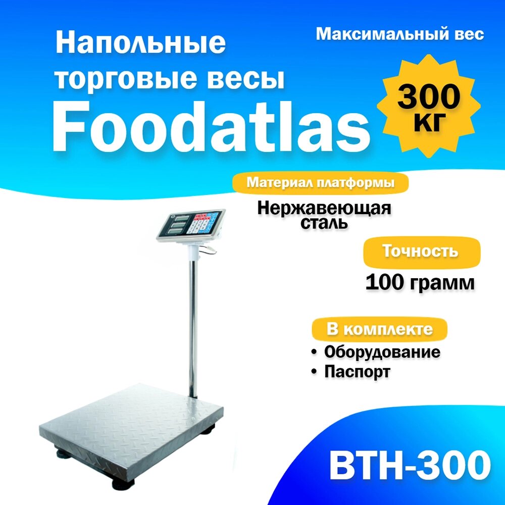 Напольные торговые весы Foodatlas 300кг/100гр ВТН-300 от компании ИП ВОЛОШИН ДЕНИС ГРИГОРЬЕВИЧ - фото 1