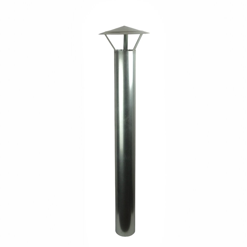 Труба дымоходная из оцинковки (d 11см, h 1м, 0,5мм) с зонтом от компании ИП ВОЛОШИН ДЕНИС ГРИГОРЬЕВИЧ - фото 1