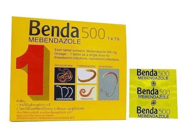 Антигельминтный препарат от паразитов широкого спектра Benda 500 Mebendazole Thai Nakorn Patana, 1 шт от компании Тайская косметика и товары из Таиланда - Melissa - фото 1