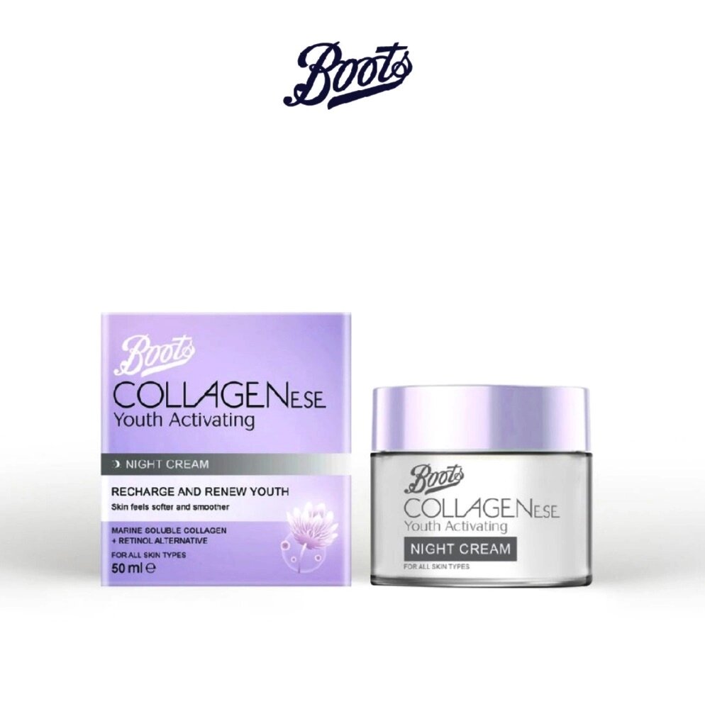 Антивозрастной крем ночной с активным коллагеном Boots Collagenese Youth Activating Night Cream 50 мл. Таиланд от компании Тайская косметика и товары из Таиланда - Melissa - фото 1