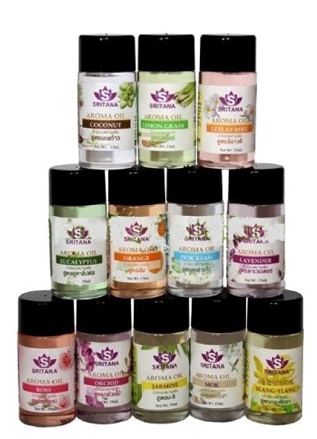 Ароматические масла для ароматерапии Sritana Aroma Oil, в наборе 12 шт. x 35 мл., Таиланд от компании Тайская косметика и товары из Таиланда - Melissa - фото 1