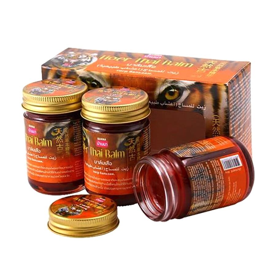 Бальзам красный тайский тигровый Banna Tiger Balm, 3шт. 50 мл. Таиланд от компании Тайская косметика и товары из Таиланда - Melissa - фото 1