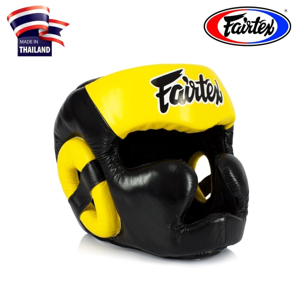 Боксерский шлем Fairtex HG-13FH Full Head Coverage L Yellow/Black от компании Тайская косметика и товары из Таиланда - Melissa - фото 1