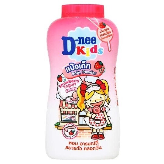 Детская гипоаллергенная присыпка-тальк D-NEE KIDS STRAWBERRY YOGURT CANDY BABY POWDER, 180 гр. Таиланд от компании Тайская косметика и товары из Таиланда - Melissa - фото 1