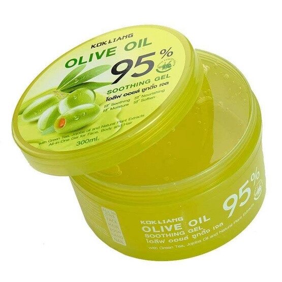 Гель смягчающий с гиалуроновой кислотой для жирной кожи Kokliang Olive Oil 95% Soothing Gel, 300 мл. Таиланд от компании Тайская косметика и товары из Таиланда - Melissa - фото 1