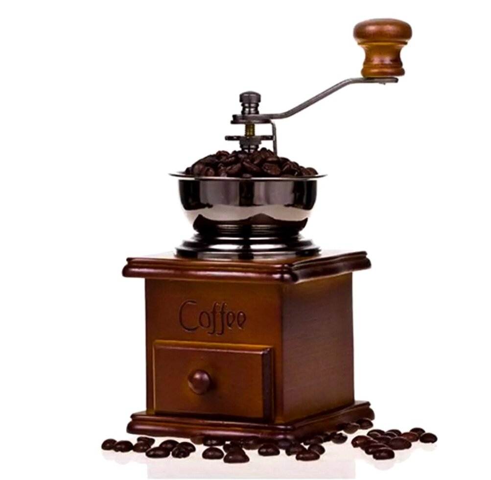 Кофемолка ручная деревянная в стиле Ретро из Бука Manual Coffee Grinder, Таиланд от компании Тайская косметика и товары из Таиланда - Melissa - фото 1