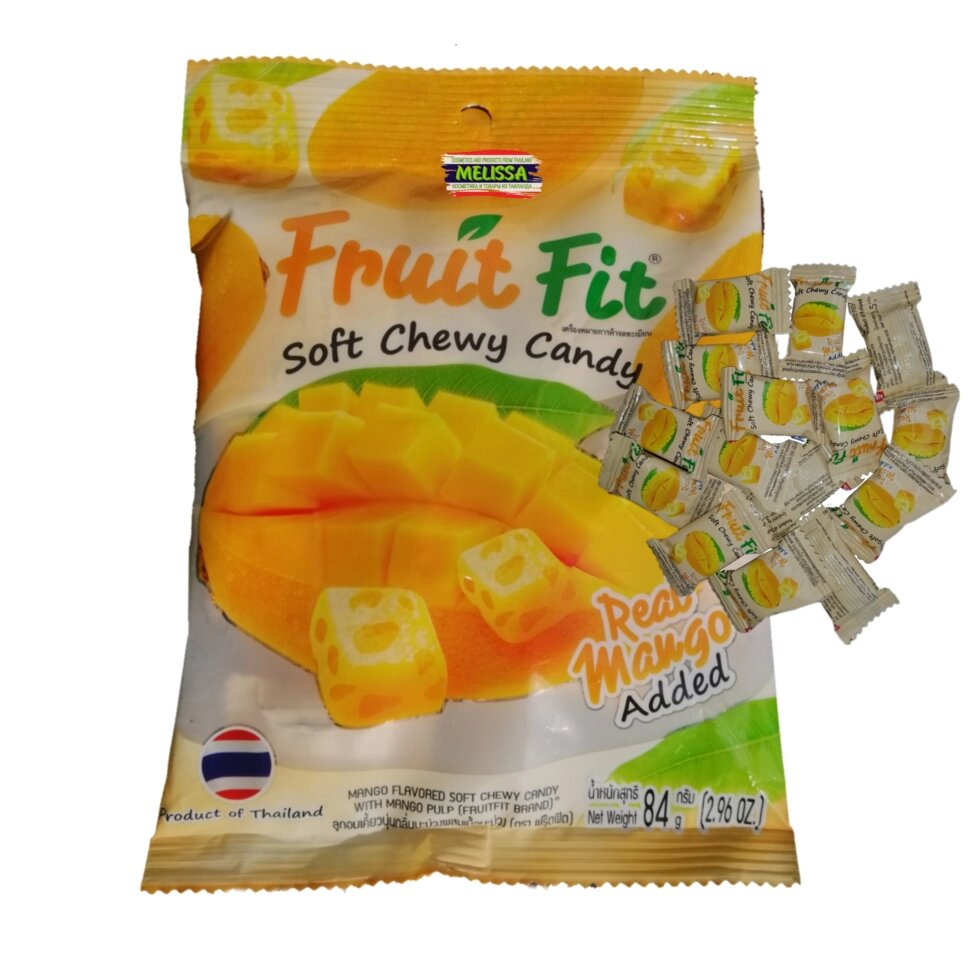 Конфеты Манго Fruit fit soft chewy candy mango 84 гр. Таиланд от компании Тайская косметика и товары из Таиланда - Melissa - фото 1