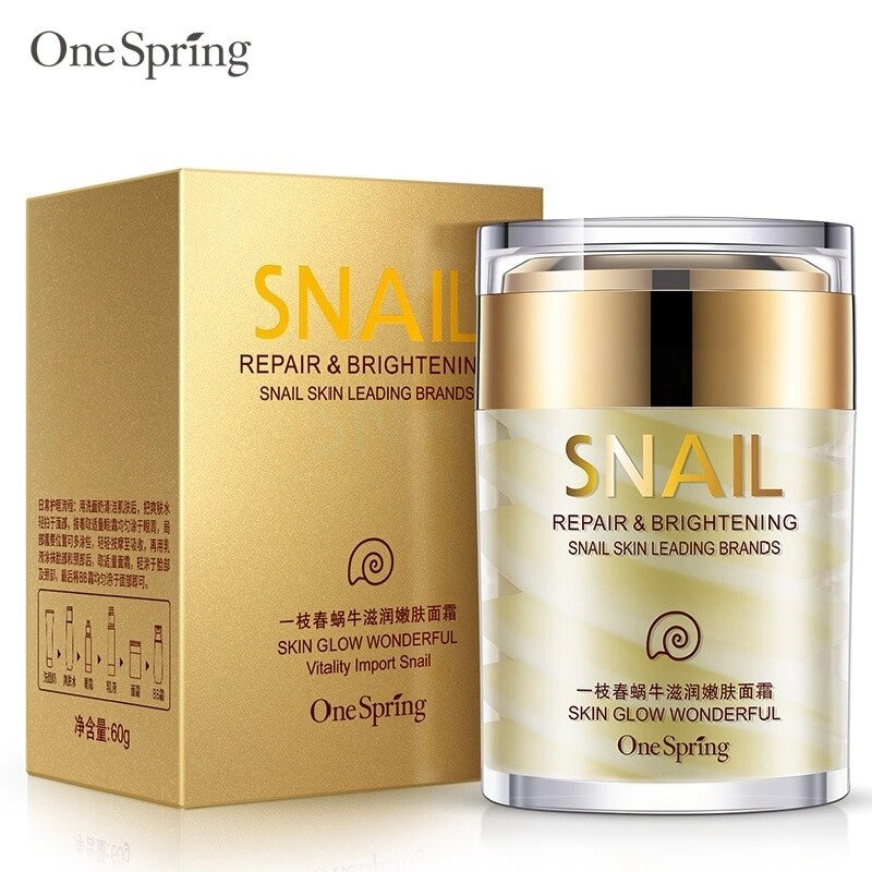 Крем омолаживающий с муцином улитки One Spring Snail Repair Brightening Cream, 60 мл. Таиланд от компании Тайская косметика и товары из Таиланда - Melissa - фото 1