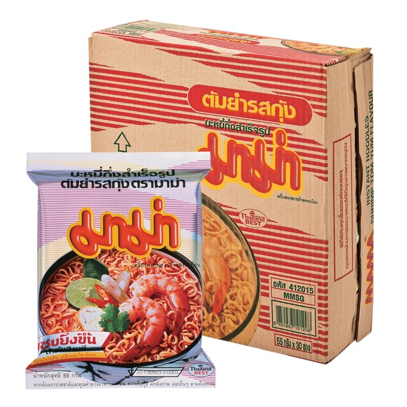 Лапша быстрого приготовления Том Яма MАМА Noodles Shrimp Tom Yum Flavor, в коробке 55 rg x 40 шт. Таиланд от компании Тайская косметика и товары из Таиланда - Melissa - фото 1