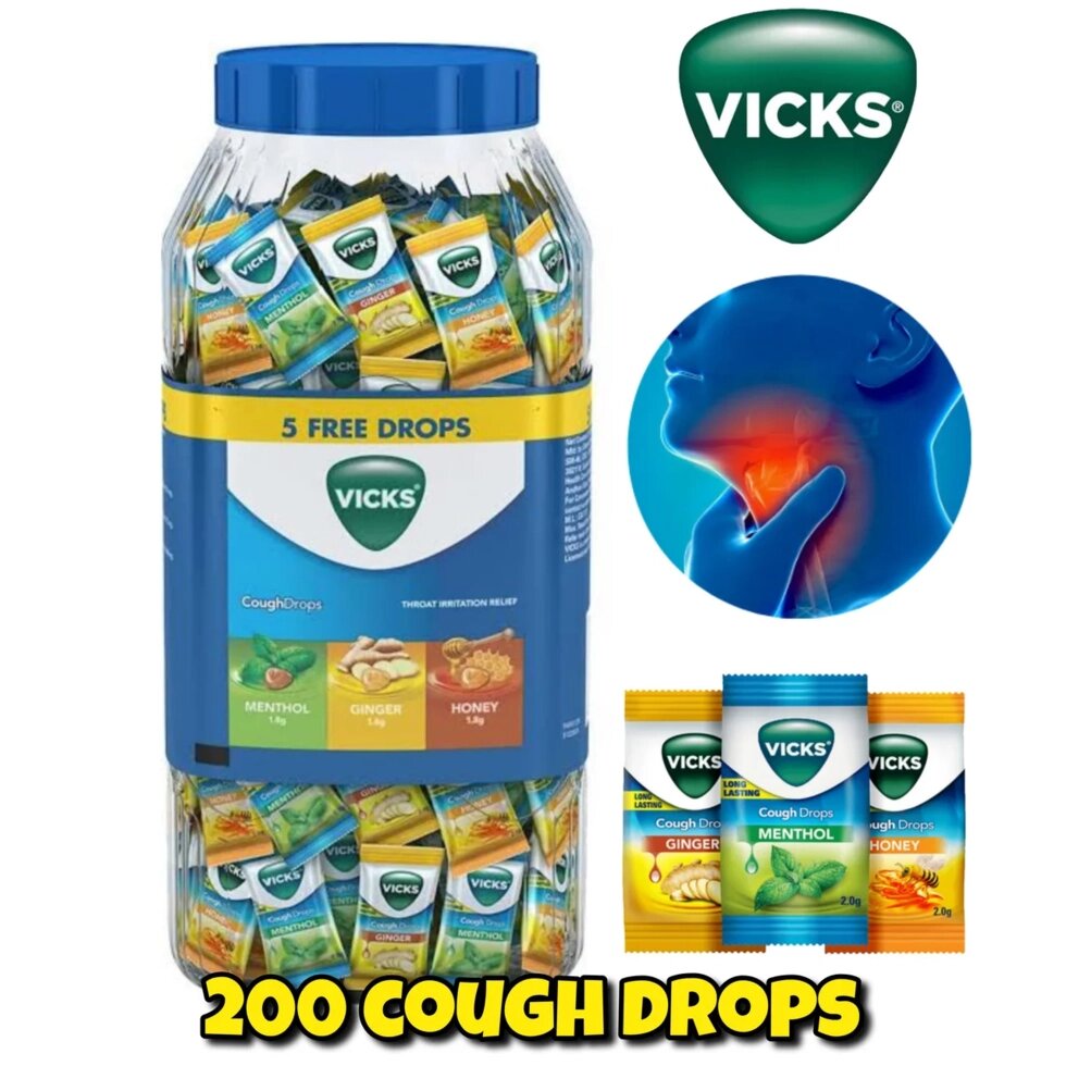 Леденцы Vicks Cough Drops от кашля, 200 шт. от компании Тайская косметика и товары из Таиланда - Melissa - фото 1