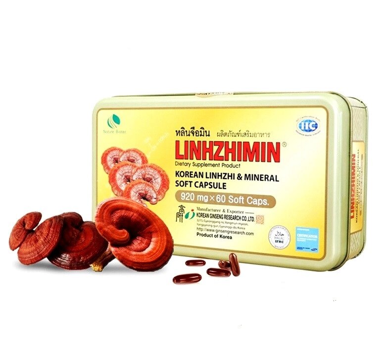 Линчжи и минералы в капсулах Linhzhimin Korean Linhzhi  Mineral Soft Capsule 920 mg  60 caps. Корея от компании Тайская косметика и товары из Таиланда - Melissa - фото 1