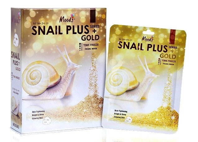 Маска для лица тканевая с экстрактом Улитки и Золота Moods Snail Plus Gold Facial Mask, 10 шт., Таиланд от компании Тайская косметика и товары из Таиланда - Melissa - фото 1