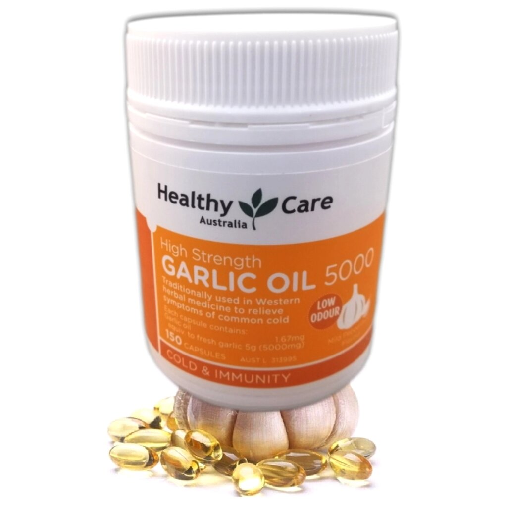 Масло Чеснока в капсулах Healthy Care High Strength Garlic Oil 5000, 150 капсул Австралия от компании Тайская косметика и товары из Таиланда - Melissa - фото 1