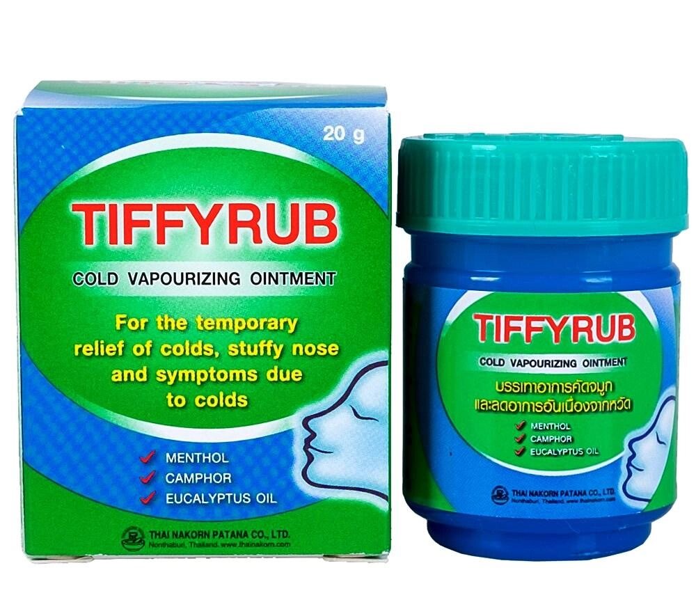 Мазь от простуды с ментолом Tiffyrub Cold Vapourizing Ointment, 20 гр., Таиланд от компании Тайская косметика и товары из Таиланда - Melissa - фото 1