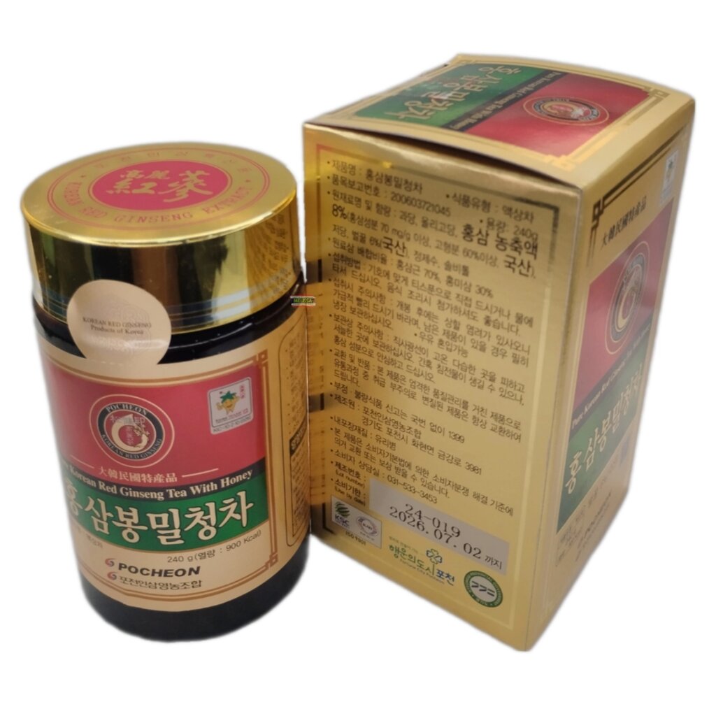 Медовая паста с экстрактом корейского красного 6 летнего женьшеня Pocheon Pure Korean Red Ginseng 240 гр. от компании Тайская косметика и товары из Таиланда - Melissa - фото 1