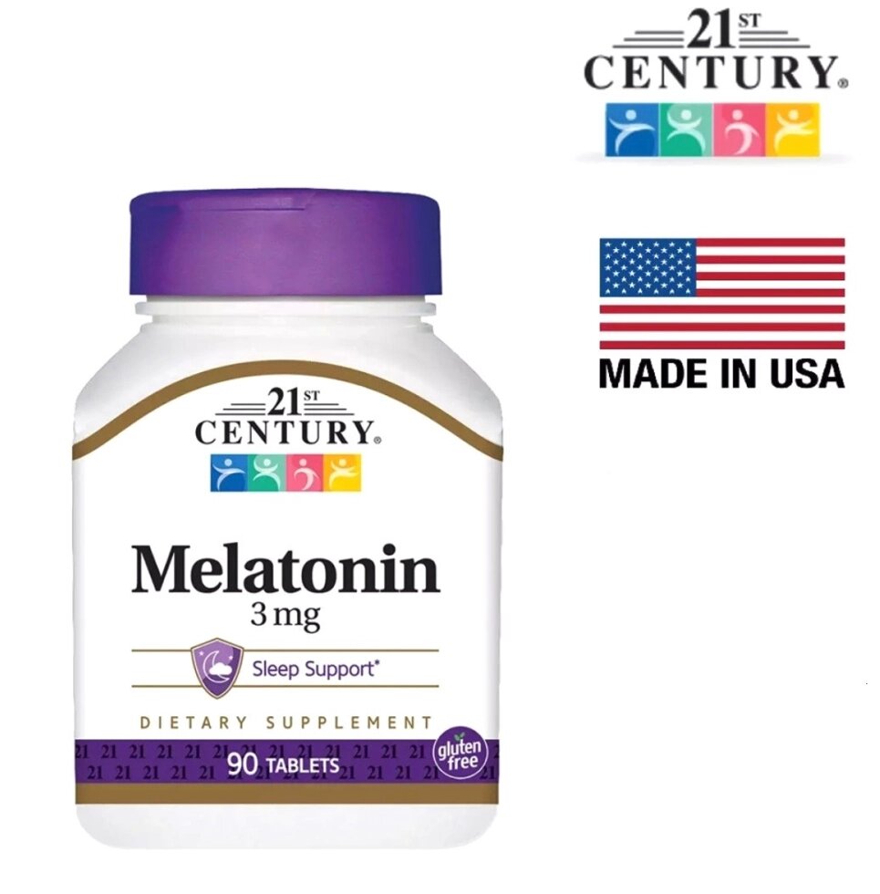 Мелатонин для нормализации сна 21st Century Melatonin Sleep Support, 3 mg 90 таблеток США от компании Тайская косметика и товары из Таиланда - Melissa - фото 1