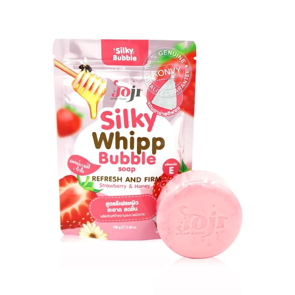 Мыло с мочалкой Клубника + Мёд JOJI Secret Young Silky Whipp Bubble Soap Strawberry Honey, 100 гр., Таиланд от компании Тайская косметика и товары из Таиланда - Melissa - фото 1