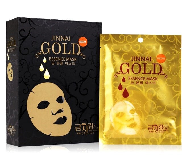 Омолаживающая тканевая маска для лица с Золотом Belov Jinnai Gold Essence Mask, 10 шт., Таиланд от компании Тайская косметика и товары из Таиланда - Melissa - фото 1
