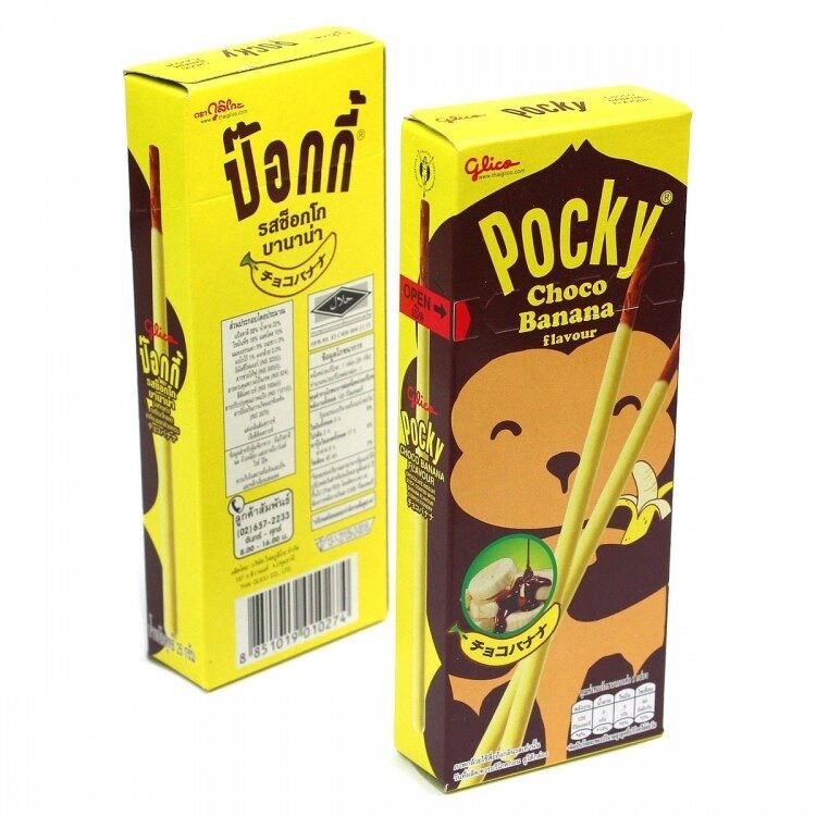 Палочки-печенье в глазури Glico Pocky Biscuit Stick, 45 гр. Таиланд (в ассортименте) BANANA от компании Тайская косметика и товары из Таиланда - Melissa - фото 1