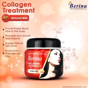Коллагеновая маска для волос восстанавливающая Berina Collagen Treatment+Almond Milk, 500 мл. Таиланд