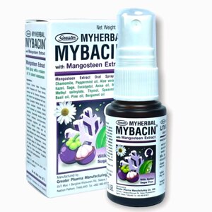 Спрей для горла с экстрактом Мангостина противовоспалительный, антибактериальный Myherbal Mybacin With Mangosteen Extrac