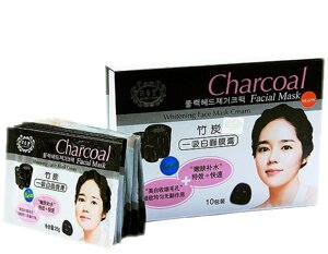 Маска для лица угольная для жирной и проблемной кожи Charcoal Facial Mask, 10 шт., Таиланд