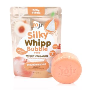 Мыло с мочалкой Персик + Глутатион JOJI Secret Young Silky Whipp Bubble Soap Bright Collagen & Peach, 100 гр., Таиланд