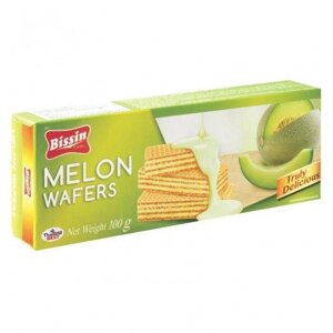 Вафли со вкусом дыни от Bissin 100 гр / Bissin Premium Wafers Melon 100 g, Таиланд