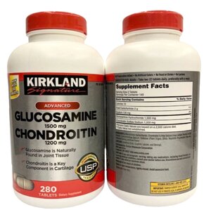 Таблетки для суставов и хрящей Kirkland Signature Advanced Glucosamine 1500 мг. Chondroitin Sulfate 1200 мг. 280 шт.