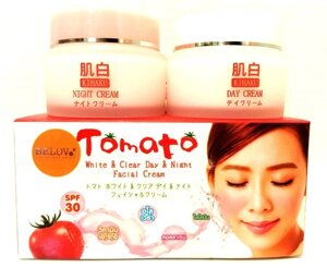 Дневной и ночной кремы для лица с экстрактом Томата Below Tomato Day Night Facial Cream, 2 x 15 мл., Таиланд