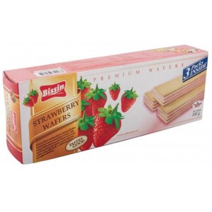 Вафли с клубничным вкусом от Bissin 100 гр / Bissin Premium Wafers Strawberry Flavored 100g, Таиланд