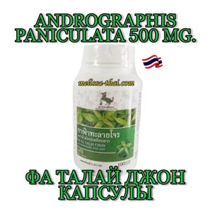 Andrographis Paniculata 500 mg Фа Талай Джон Fah Talai Jone, 100 капсул, Таиланд