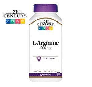 L-Arginine 1000 mg. 21st Century для сердца, выносливости и потенции, 100 капсул США