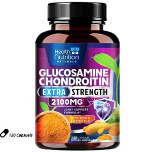 Комплекс для суставов и хрящей Глюкозамин Хондроитин Health Nutrition Glucosamine Chondroitin Extra 2100 mg. США 120