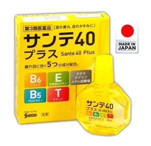 Глазные капли с витаминами Sante 40 Plus возрастные от усталости и красноты глаз 12 мл, Япония