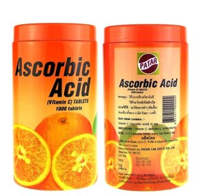 Аскорбиновая Кислота Patar Ascorbic Acid Vitamin C, 1000 таблеток, Таиланд