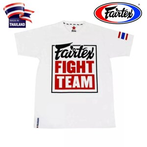 Футболка Fairtex T-Shirt Fairtex Fight Team TST51, Таиланд L БЕЛЫЙ С ЧЕРНО-КРАСНЫМ ПРИНТОМ