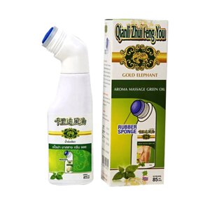 Тайское травяное масло от суставной и мышечной боли Gold Elephant Green Oil Rubber Sponge, 85 мл. Таиланд