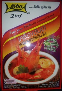 Паста для супа Том Ям с кокосовым молоком, Таиланд / Tom Yam Paste with Creamed Coconut 2 in 1, Lobo