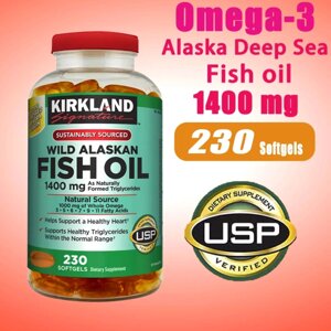 Рыбий жир для сердца, сосудов и иммунной системы Kirkland Signature Wild Alaskan Fish Oil 1400 mg 230 капсул