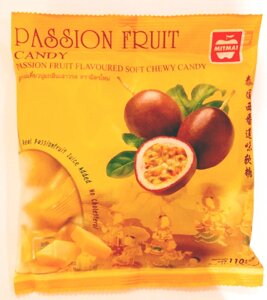 Жевательные тайские конфеты с соком Маракуйя, MitMai Passion Fruit Candy, 110 гр., Таиланд
