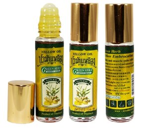 Масло лечебное для облегчения мышечной боли Yellow Oil Green Herb, 40 гр., Таиланд