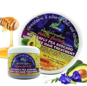 Маска для волос укрепляющая NT Group Butterfly Pea Avocado Honey Bee Hair Treatment Mask, 300 мл. Таиланд