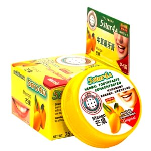 Зубная паста отбеливающая, концентрированная Herbal Toothpaste Concentrated Mango 5Star4A, 25 гр., Таиланд